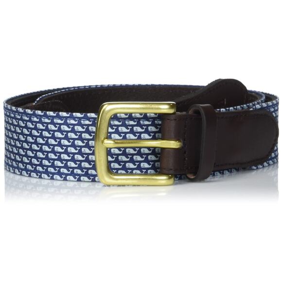 Vineyard Vines Other - Vineyard Vines Whale Club Leather Belt Mens Size 28 Cowhide Solid Brass Buckle